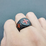Cross Men's Black Titanium Steel Ring – Gifts for Him — 5