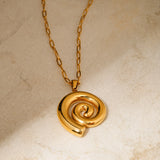 Stainless Steel 18K Gold Thread Circle Pendant – Jewelry Gift Ideas — 8