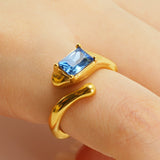 Retro Titanium Steel Moonstone Ring Hip Hop Irregular – Useful Gifts — 4