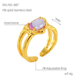 Retro Titanium Steel Moonstone Ring Hip Hop Irregular – Useful Gifts — 15