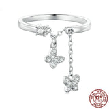 S925 Silver Butterfly Chain Opening Adjustable Ring – Everyday Gifts — 2
