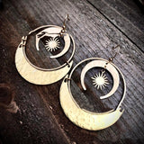 Fashion Gold Brass Sun Moon Pendant Earrings – Stylish Gifts — 10