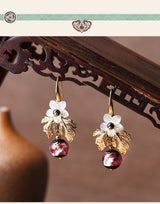Gu Shu Qian Teng Plated 14K Gold Earrings Ginkgo Bells – Stylish Gifts — 3