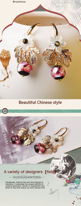 Gu Shu Qian Teng Plated 14K Gold Earrings Ginkgo Bells – Stylish Gifts — 6
