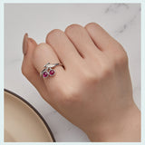 Sterling Silver Red Cherry Ring S925 White Plated – Thoughtful Gifts — 7