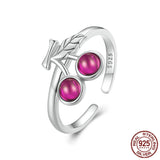 Sterling Silver Red Cherry Ring S925 White Plated – Thoughtful Gifts — 8