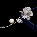 Women's Fashion Pearl Inlaid Zircon Camellia Brooch – Stylish Gifts — 9