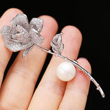 Women's Fashion Pearl Inlaid Zircon Camellia Brooch – Stylish Gifts — 12