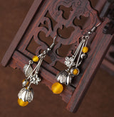 Gu Shu Qian Teng Ethnic Style Yellow Agate Earrings – Stylish Gifts — 2