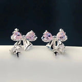 Women's Diamond Bow Zircon Stud Earrings – Gifts for Her — 9