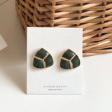 Geometric color drop oil stitching earrings – Stylish Gifts — 3