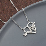 Ladies Simple Heart Shaped ECG Diamond Necklace – Jewelry Gift Ideas — 5