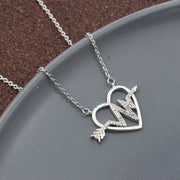 Ladies Simple Heart Shaped ECG Diamond Necklace – Jewelry Gift Ideas — 5