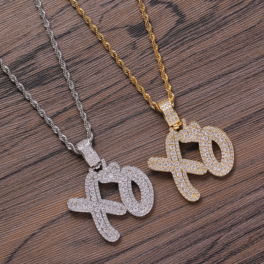Copper XO Pendant Copper Inlaid Zircon Necklace – Jewelry Gift Ideas — 1
