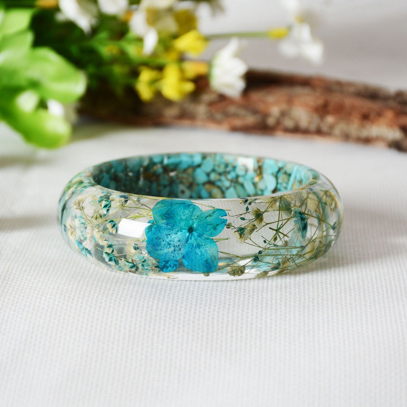 Epoxy Crystal AB Glue Dried Flower Bracelet – Jewelry Gift Ideas — 1