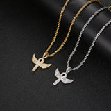 Zircon - Encrusted Angel Wing Cross Pendant – Jewelry Gift Ideas — 2