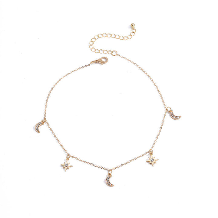 Fashion Moon Star Tassel Necklace Short Women – Jewelry Gift Ideas — 1