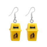Personalized Clip Earrings Yellow Resin Trash Can – Small Gift Ideas — 1