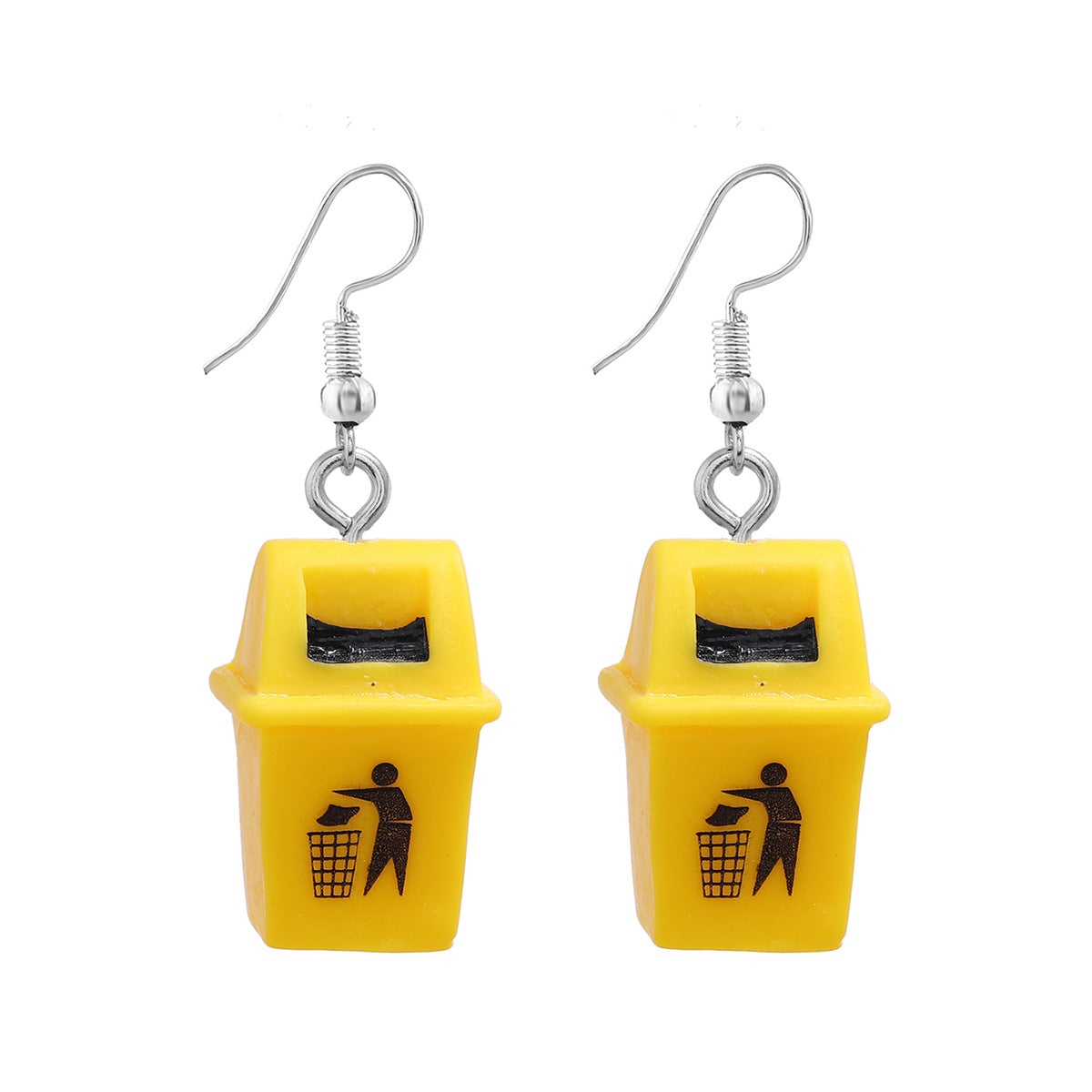 Personalized Clip Earrings Yellow Resin Trash Can – Small Gift Ideas — 1