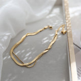18K Rose Gold Plated Double Snake Bone Anklet – Meaningful Gifts — 6