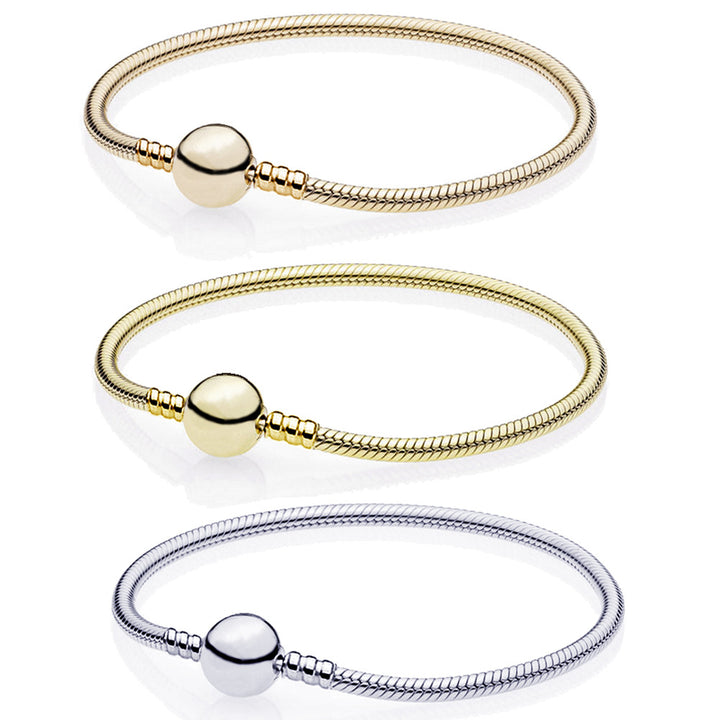 Silver round snake bone bracelet – Jewelry Gift Ideas — 1
