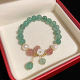 Female Forest Green Strawberry Crystal Bracelet – Jewelry Gift Ideas — 4
