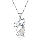 Two Aqua Blue Diamonds + Blue Opal Cat Pendant – Jewelry Gift Ideas — 3
