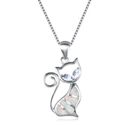 Two Aqua Blue Diamonds + Blue Opal Cat Pendant – Jewelry Gift Ideas — 3