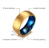 8MM Tungsten Steel Gold and Blue Ring, Wedding – Gifts for Couples — 4