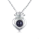 Women's Silver Heart Crown Projection Necklace – Jewelry Gift Ideas — 3