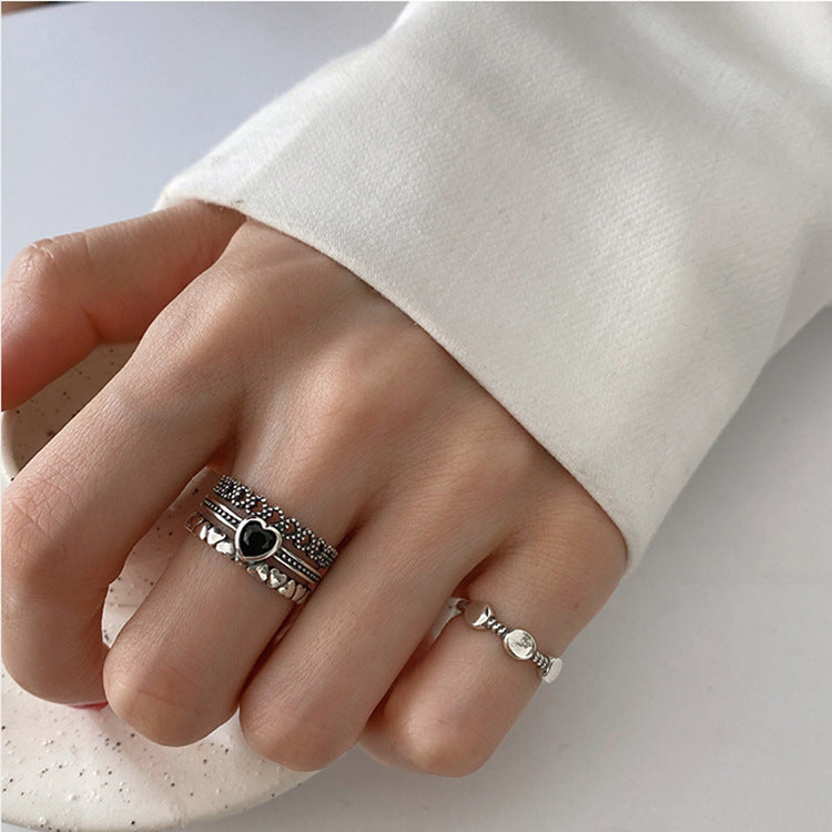 Retro Style Love Three-Layer Ring Female Heart-Shaped – Stylish Gifts — 1
