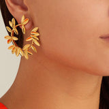 Leaf Geometric Semicircle Earrings – Useful Gifts — 1