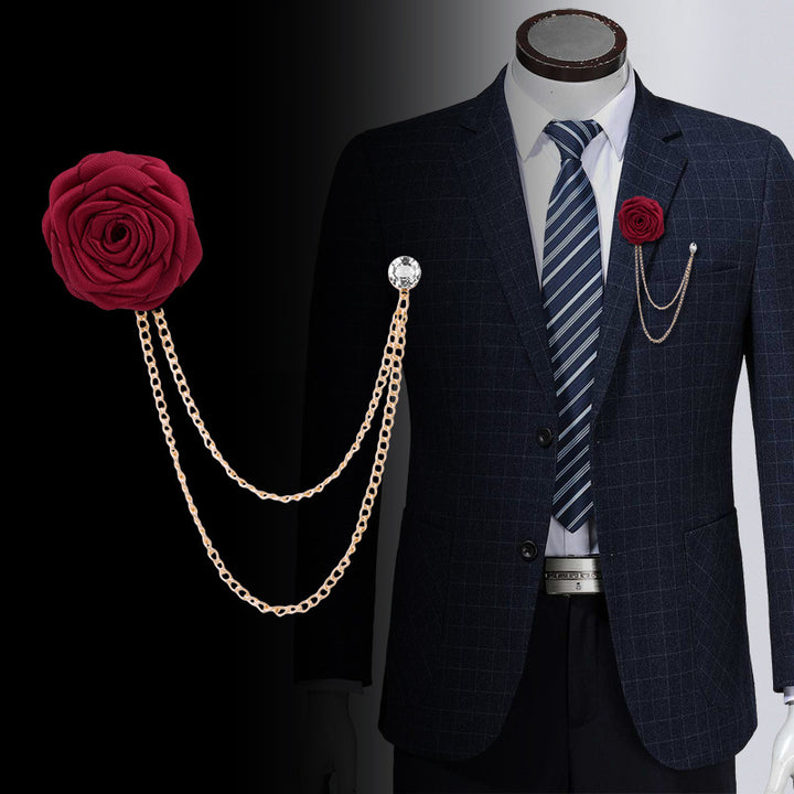 Fashion Handmade Rose Brooch Tassel Men Suit – Stylish Gifts — 1