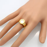 Roman numerals round shell agate ring – Birthday Gifts — 3