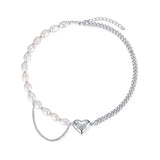 Women's Titanium Steel Pearl Stitching Heart – Jewelry Gift Ideas — 3