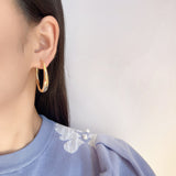 Classic Commuter Metal Large Hoop Earrings – Birthday Gifts — 5