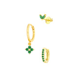 Women's Floral Clover Stacked Earrings Set – Gifts for Her — 8