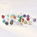 Simple Birthstone Four-Claw Zircon Earrings – Holiday Gift Ideas — 1