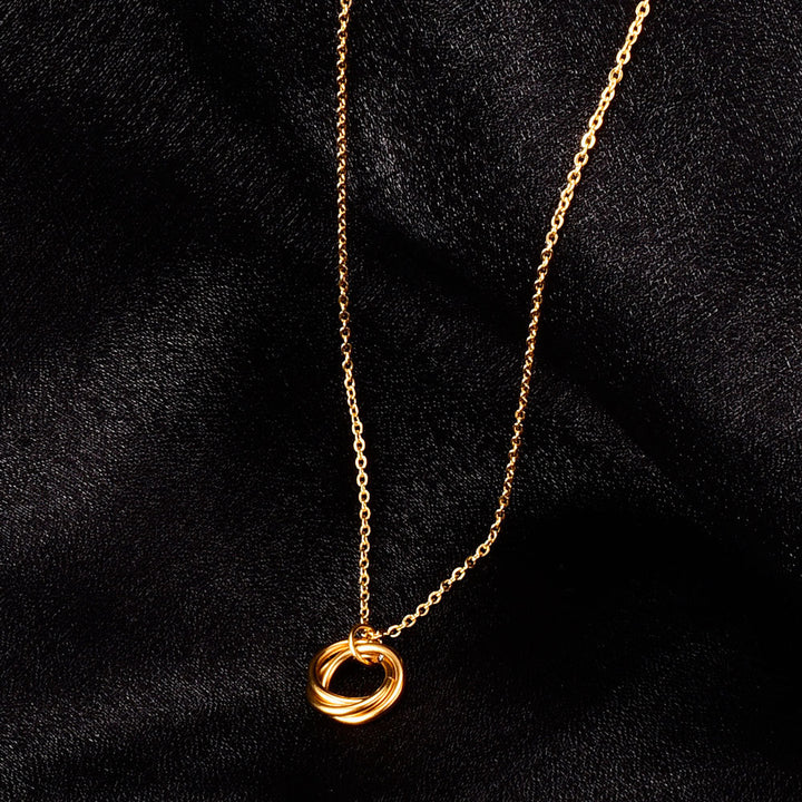 Golden Three Ring Necklace For Women – Jewelry Gift Ideas — 1