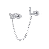 Women's Zircon Butterfly Alphabet One Piece Stud – Gifts for Her — 6
