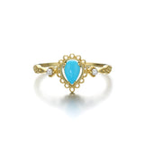 Women's Natural Turquoise Pearl Openwork Pattern Ring – Gifts for Her — 4