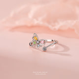 Sterling Silver Butterfly Color Diamond Rotary Ring – Gifts for Her — 5