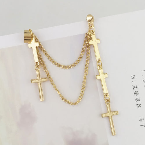 Cross Tassel Earrings Statement Metal Punk Women – Gifts for Her — 2