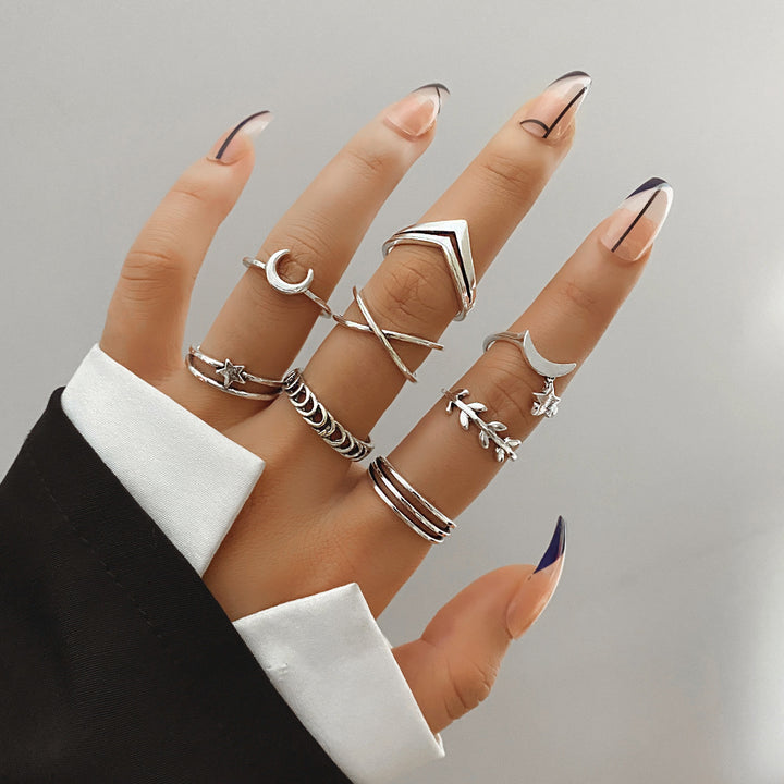 Vintage Hollow Star And Moon Olive Branch Ring – Holiday Gift Ideas — 1