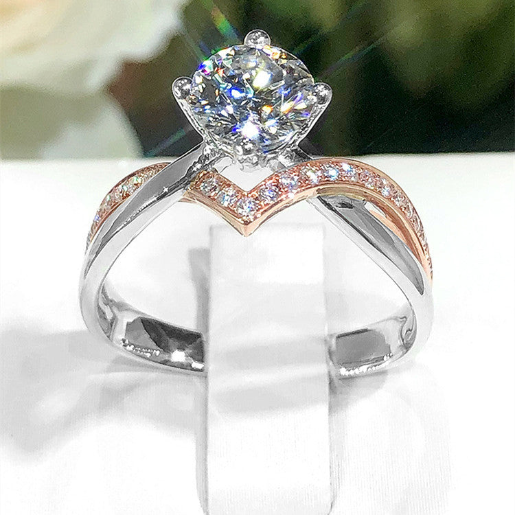 Women's V Crown Microset One Carat Moissanite Ring – Gifts for Her — 1