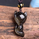 Natural Gold Obsidian Fox Pendant Men's – Jewelry Gift Ideas — 3