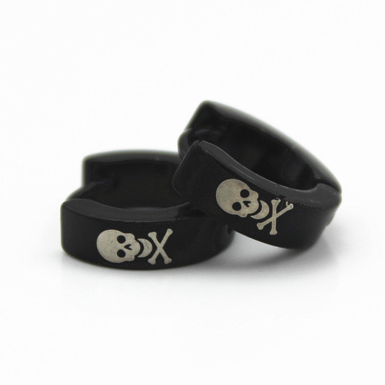Wide Stainless Steel Skull Stud Earrings – Gift Ideas — 1