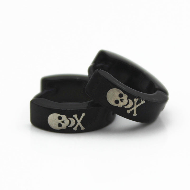 Wide Stainless Steel Skull Stud Earrings – Gift Ideas — 1