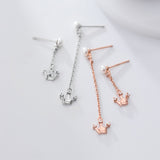 Crown-studded pearl asymmetrical earrings – Unique Gift Ideas — 5