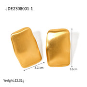 Retro 18K Gold Rectangular Matte Brushed Earrings – Thoughtful Gifts — 2